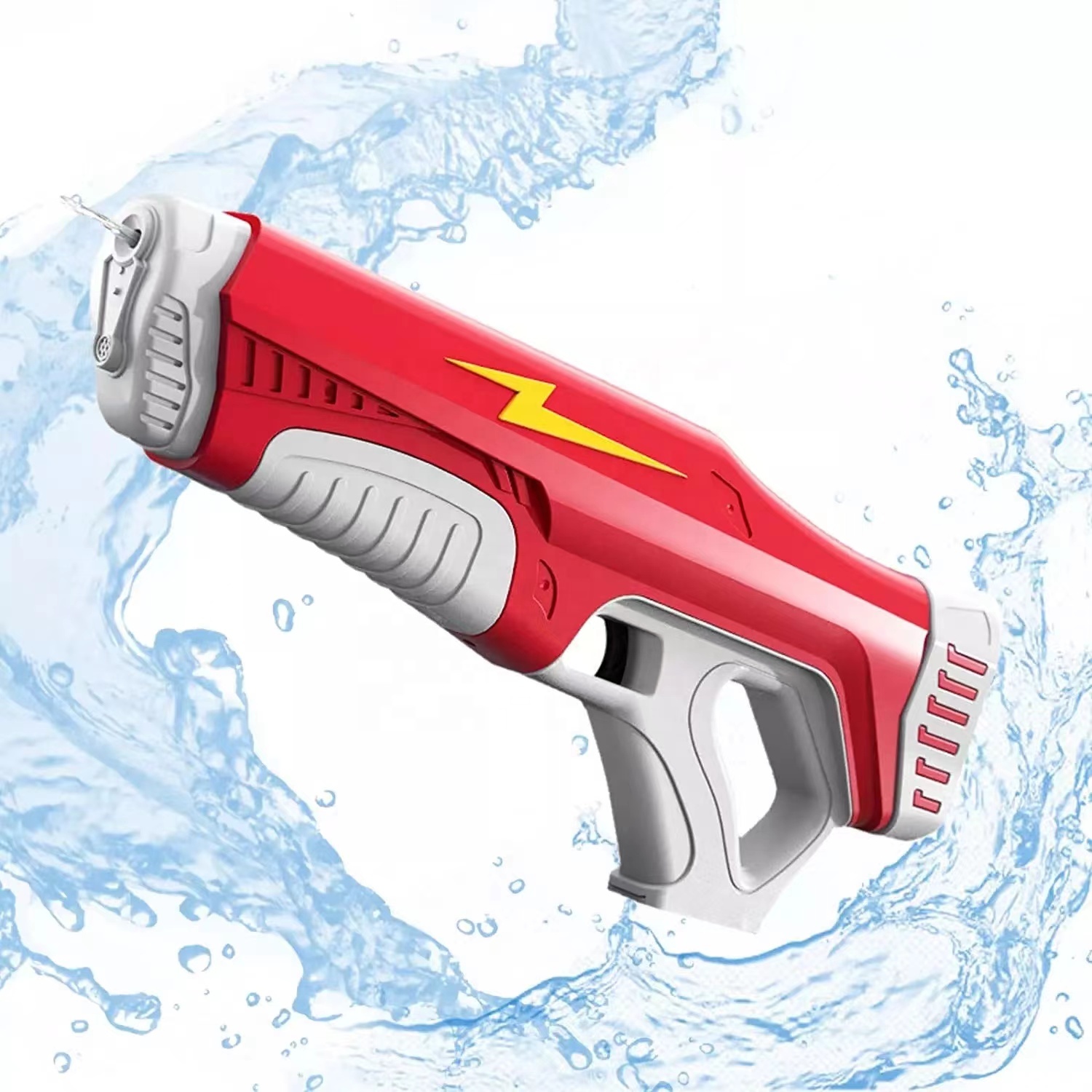 Red Water Gun Electric Automatic Water Spray Gun Large Capacity Super Soaking Outdoor Toy For Kids 7.4v 500mah 