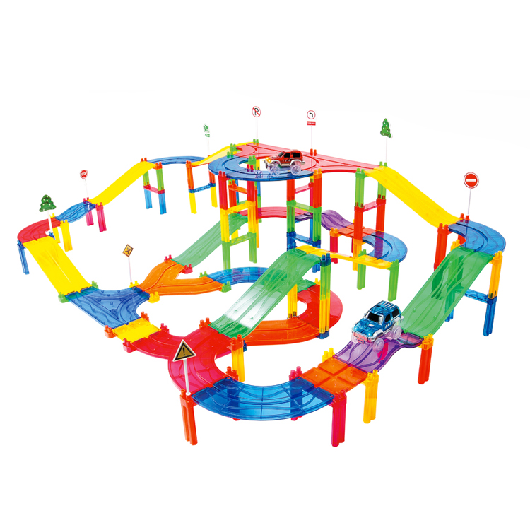 Factory Direct 158pcs Magnetic Tiles Car Race Track Stem Educational Magnetic Tiles Toys 