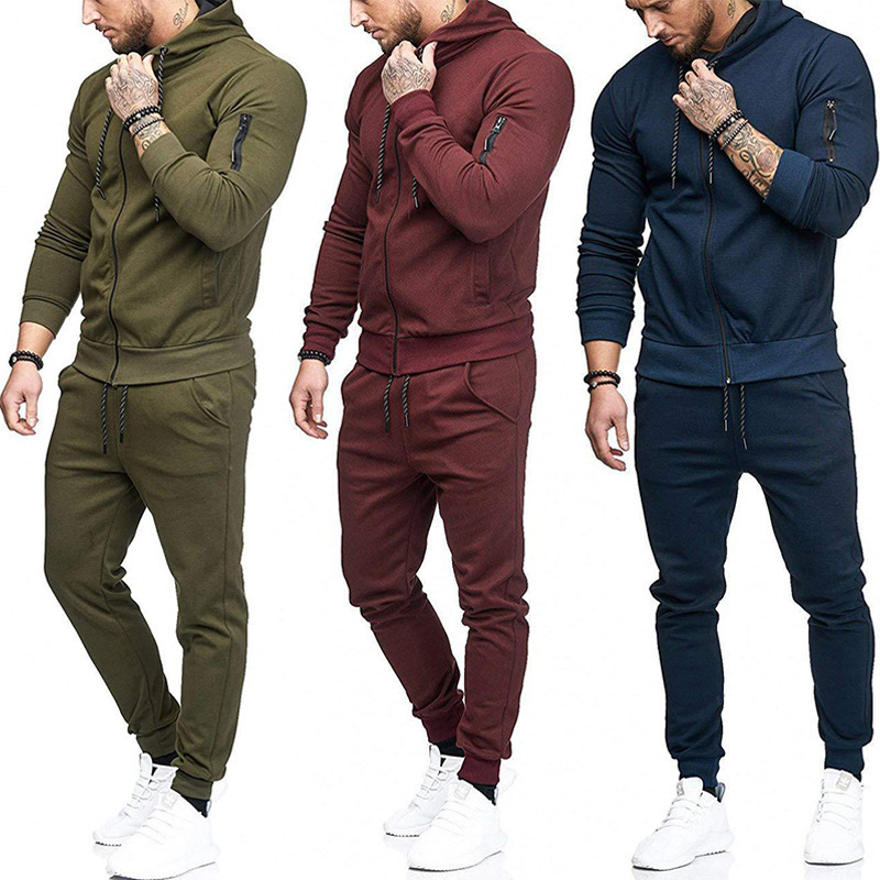 2022 Premium Custom Jogging Wear Training Gym Jogger Track Suits Custom Men&#39;s Full Zip Hooded Jogging Wear Tracksuit 