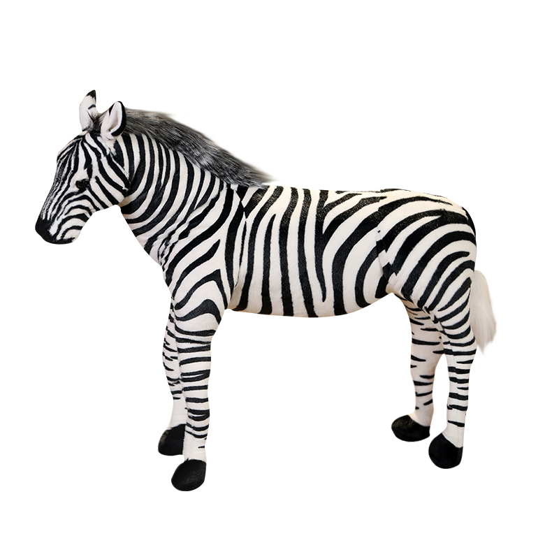 Jumbo Simulated Stuffed Animal Toys Ride On Toy Realistic Zebra Kid Toys Peluche Soft Home Decoration Mascot Promotion Gift 