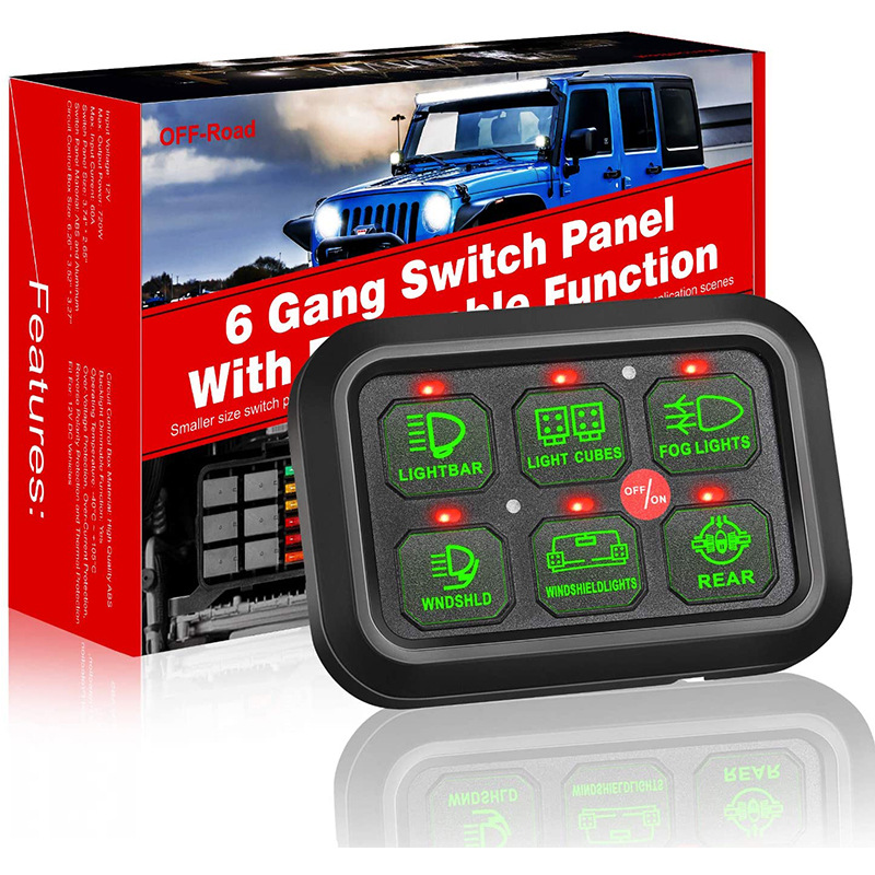 6 Gang Switch Panel Off Roadtown Circuit Control Box Universal Button Switch Electronic Relay System Pod Touch Switch Box 