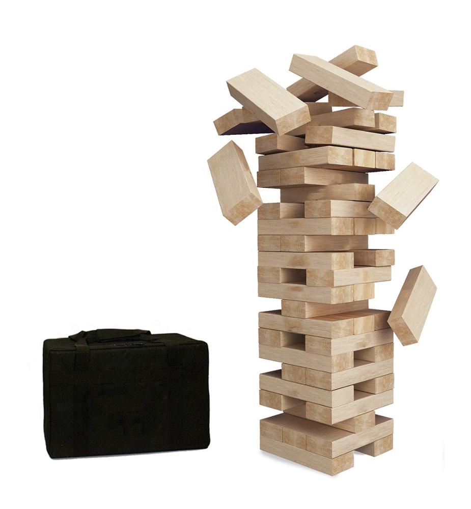 Outdoor Toys Jumbo Wooden Stacking Blocks Largetumble Tower Lawn Games Tumbling Timbers Yard Giant Toppling With Storage Bag Fir 