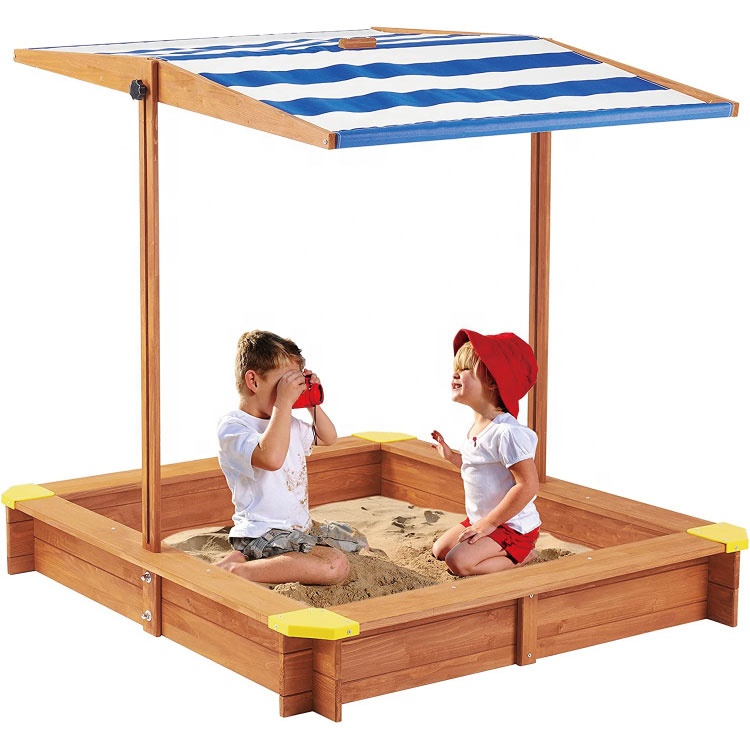 New Arrival Square Wooden Outdoor Play Kids Sandboxes Toys Children&#39;s Sandbox With Cover 
